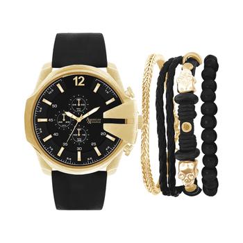 American Exchange | Men's Black Leather Strap Watch 52mm Gift Set商品图片,4.9折