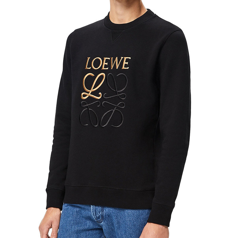 Loewe | 【预售3-7天】LOEWE/罗意威 22年早春新款 男士黑色棉质Logo Anagram刺绣长袖运动衫卫衣H526341XA1-1100商品图片,7.9折×额外9.5折, 包邮包税, 额外九五折
