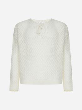 Yves Saint Laurent | Wool and mohair blend net sweater商品图片,