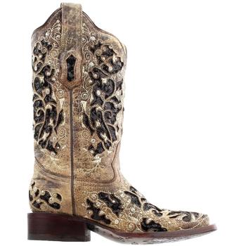 Corral Boots | A3648 Sequined Square Toe Cowboy Boots商品图片,额外9折, 额外九折