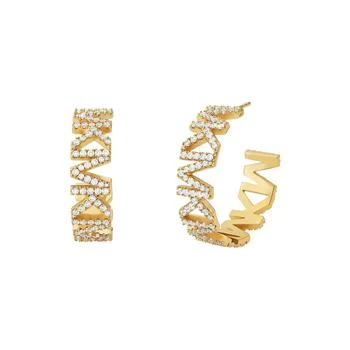 推荐Brass Pave Monogram Hoop Earrings商品