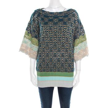 推荐Missoni Multicolor Chunky Perforated Knit Boat Neck Sweater M商品