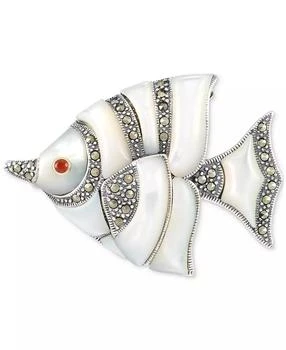 Macy's | Mother of Pearl & Marcasite (1/2 ct. t.w.) Fish Pin in Sterling Silver,商家Macy's,价格¥832