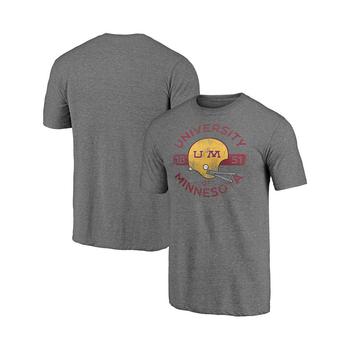 helmet怎么选, Fanatics | Men's Heathered Gray Minnesota Golden Gophers Throwback Helmet Tri-Blend T-shirt商品图片 