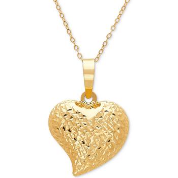 商品Textured Puff 17" Heart Pendant Necklace in 10k Gold图片