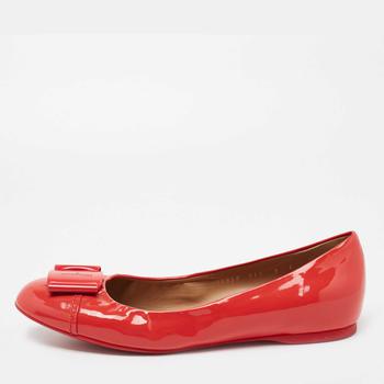 菲拉格慕芭蕾鞋, [二手商品] Salvatore Ferragamo | Salvatore Ferragamo Coral Pink Patent Leather Degrade Ballet Flat Size 39.5商品图片 9.8折