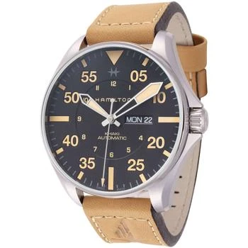 推荐Hamilton Men's Watch - Khaki Aviation Silver Tone Case Brown Strap | H64725531商品
