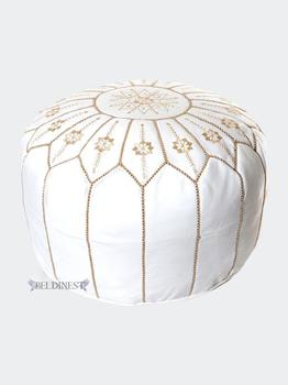 商品BeldiNest | Moroccan Leather Pouf White Flower,商家Verishop,价格¥1908图片