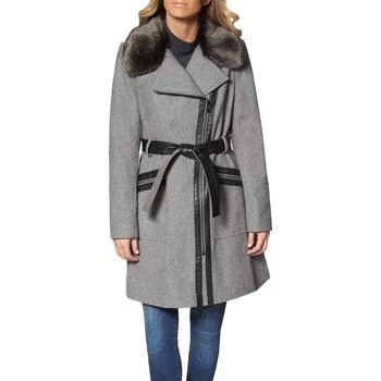 Via Spiga | Via Spiga Faux Fur Wool Coat for Women- Slim Fitted Asymmetric Jacket with Belt,商家BHFO,价格¥385