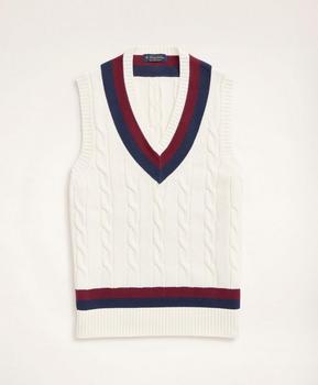 商品Supima® Cotton Cable Tennis Sweater Vest图片