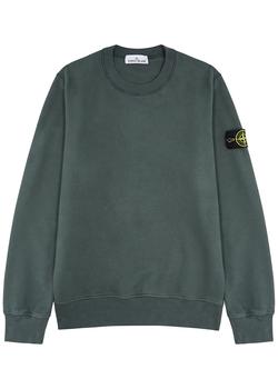 Stone Island, Stone Island | Petrol blue logo cotton sweatshirt商品图片 