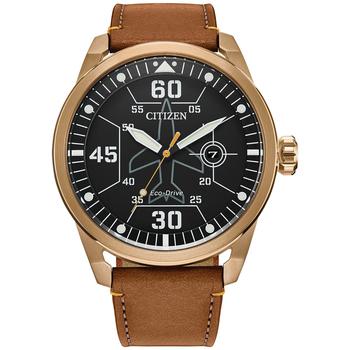 西铁城光动能, Citizen | Eco-Drive Men's Avion Weekender Brown Leather Strap Watch 45mm商品图片 