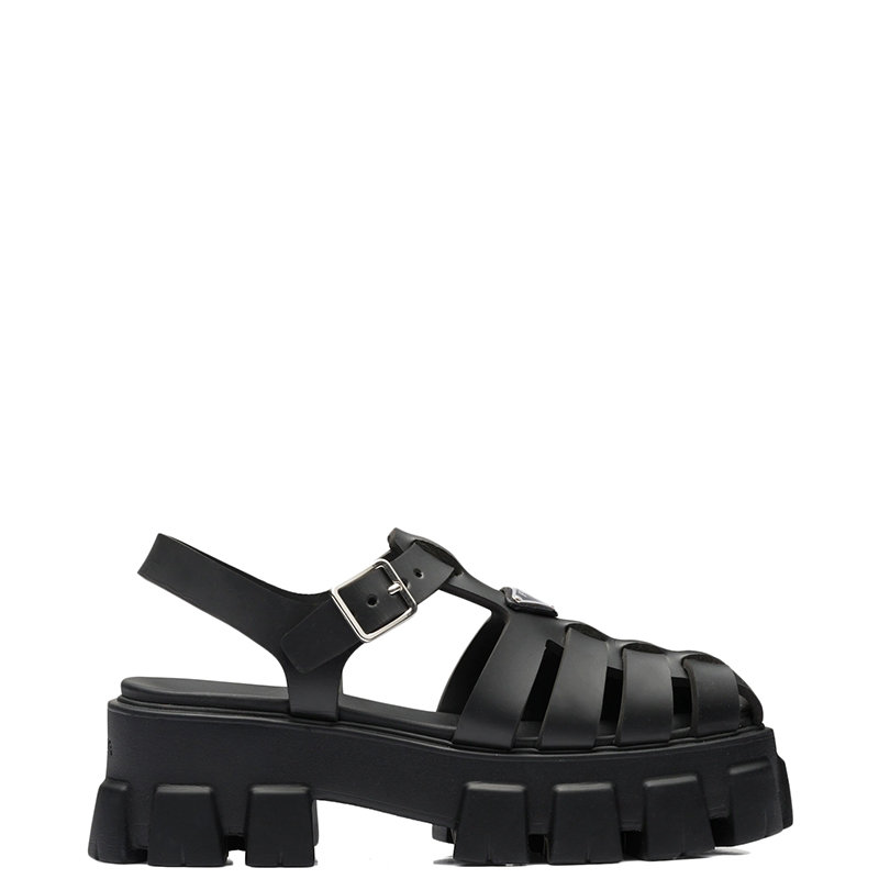 Prada | 【预售3-7天】PRADA/普拉达 22年春夏新款 女士黑色泡沫橡胶厚底凉鞋沙滩鞋1X853M_3LKK_F0002_F_055商品图片,7.9折, 包邮包税