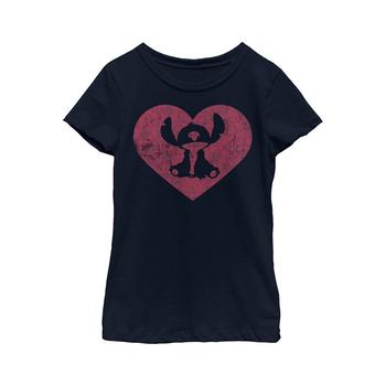 Disney | Girl's Lilo & Stitch Valentine's Day Distressed Heart  Child T-Shirt商品图片,独家减免邮费