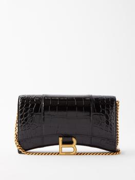 推荐Hourglass crocodile-effect leather cross-body bag商品