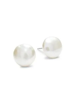 推荐Sterling Silver & 12MM Cultured White Round Freshwater Pearl Stud Earrings商品