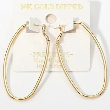 FASHNZFAB | 14K Gold Dipped Hypoallergenic Oval Hoop Earrings - Gold,商家Premium Outlets,价格¥193