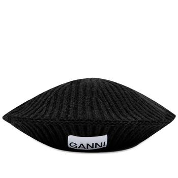 Ganni | GANNI Structured Rib Logo Beanie商品图片,独家减免邮费