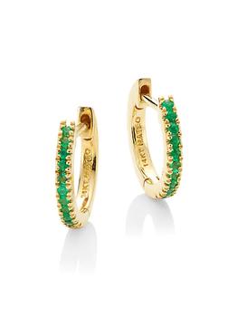 MATEO, MATEO | 14K Yellow Gold & Emerald Huggie Hoop Earrings商品图片 