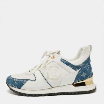 lv鞋真假, [二手商品] Louis Vuitton | Louis Vuitton  Blue/White Leather And Mesh  Run Away  Sneakers Size 38.5商品图片 8.7折, 满1件减$100, 满减