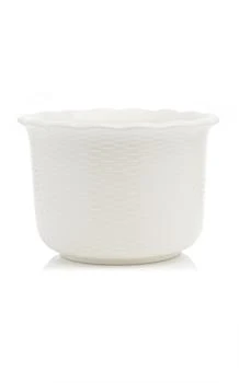 Este Ceramiche for Moda Domus | Este Ceramiche for Moda Domus - Scalloped Ceramic Wicker Cachepot - White - Moda Operandi,商家Fashion US,价格¥977
