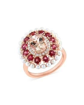 Bloomingdale's | Cultured Freshwater Pearl, Pink Tourmaline, Morganite & Diamond Halo Ring in 14K Rose Gold,商家Bloomingdale's,价格¥11934