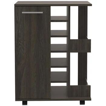 Homezia | Espresso Rolling Bar Cart With Wine Storage,商家Premium Outlets,价格¥1329