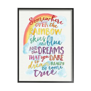 Stupell Industries | Somewhere Over the Rainbow with Rainbow Black Framed Giclee Texturized Art, 24" x 30"商品图片,