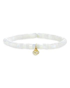 Sydney Evan | 14K Yellow Gold Mother of Pearl Diamond Clam Shell Charm Bracelet,商家Bloomingdale's,价格¥2046