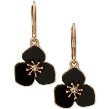 Lonna & Lilly | Gold-Tone Pavé Jet Flower Drop Earrings 独家减免邮费