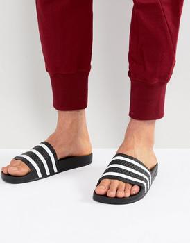 阿迪达斯拖鞋经典款, Adidas | adidas Originals Adilette sliders in black 280647商品图片 