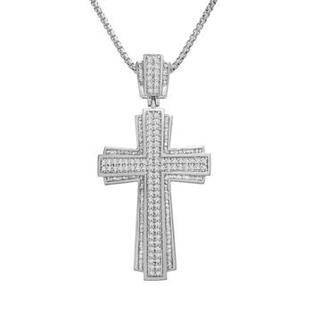 商品Macy's | Men's Cross 22" Pendant Necklace (1 ct. t.w.) in 14k Gold-Plated Sterling Silver Or Sterling Silver,商家Macy's,价格¥3037图片