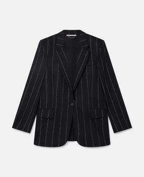 推荐Stella McCartney - Pinstripe Wool Single-Breasted Boyfriend Blazer, Woman, Black, Size: 36商品