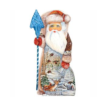 商品Woodcarved and Hand Painted Jolly Forester Santa Figurine图片