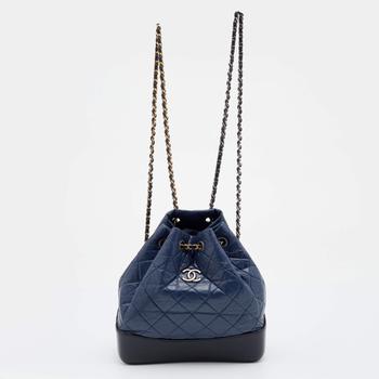 [二手商品] Chanel | Chanel Blue/Black Quilted Aged Leather Small Gabrielle Backpack商品图片,8.8折, 满1件减$100, 满减