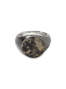 John Hardy | Classic Chain Rhodium Plated Sterling Silver & Apache Gold Signet Ring,商家Saks OFF 5TH,价格¥3315