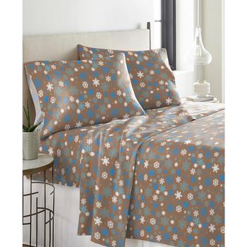 商品Pointehaven | Cocoa Snowflakes Heavy Weight Cotton Flannel Sheet Set,商家Macy's,价格¥287图片