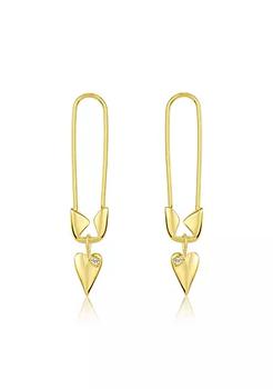 推荐Safety Pin Dangle Earrings 14k Yellow Gold Vermeil .925 Sterling Silver商品