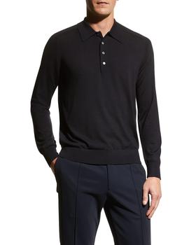 Theory | Men's Regal Wool Long-Sleeve Polo Shirt商品图片,