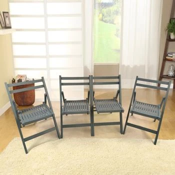 Simplie Fun | Furniture Slatted Wood Folding Special Event Chair - Gray,商家Premium Outlets,价格¥1184