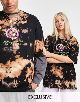 COLLUSION Unisex oversized tie dye t-shirt with character print product img
