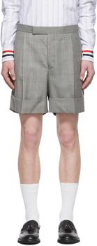 thom browne代购, Thom Browne | SSENSE Exclusive Black & White Wool Shorts商品图片 