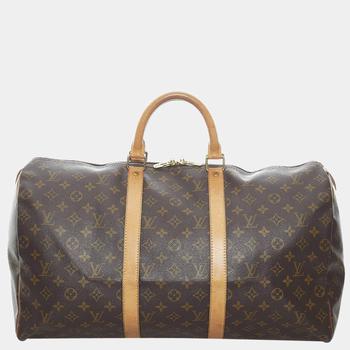 lv经典款, [二手商品] Louis Vuitton | Louis Vuitton Brown Monogram Keepall 50商品图片 9.5折