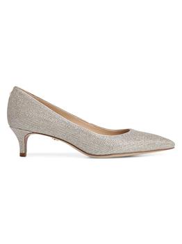 sam edelman高跟鞋, Sam Edelman | Dori Metallic Leather Kitten-Heel Pumps商品图片 6.1折