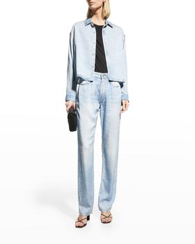 product Miramar Button-Front Cropped Faded Denim Shirt image