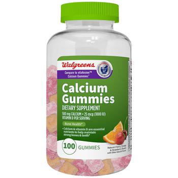 商品Walgreens | Calcium Gummies 500 mg + 25 mcg (1000 IU) Vitamin D,商家Walgreens,价格¥78图片
