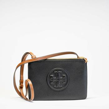 Double Zip Crossbody Bag in Black Leather product img