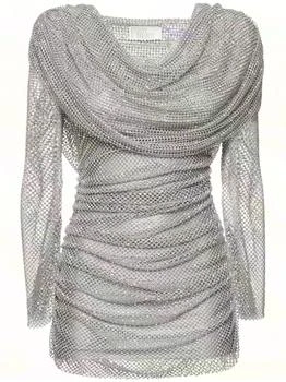 GIUSEPPE DI MORABITO | Embroidered Mesh Mini Dress W/hood 额外8折, 额外八折