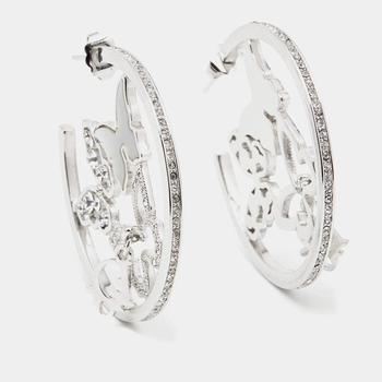 推荐Dior Silver Tone Crystal & Mother of Pearl Butterfly Hoop Earrings商品