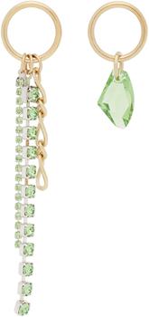 Justine Clenquet | SSENSE Exclusive Gold & Green Ewan Earrings商品图片,独家减免邮费